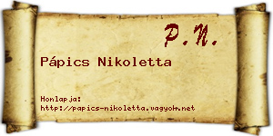 Pápics Nikoletta névjegykártya