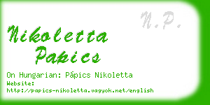 nikoletta papics business card