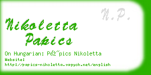 nikoletta papics business card